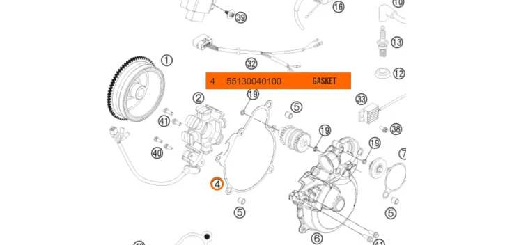 55130040100 IGNITION COVER GASKET BY KTM 250 300 2T 15-16