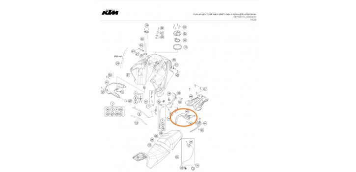 6031200900030 AGARRADERA DERECHA KTM ADVENTURE 1190 GRIS