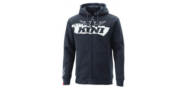 SUDADERA KTM CON CAPUCHA Y CREMALLERA CON LOGOTIPO DESGARRADO