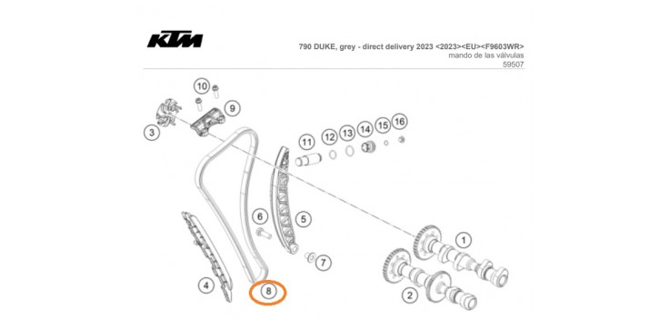 63536013100 CADENA DE DISTRIBUCION KTM 790 ADVENTURE / DUKE DESDE 2022