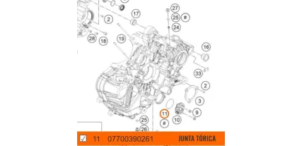 07700390261 JUNTA TÓRICA TAPA FILTRO ACEITE KTM 1290