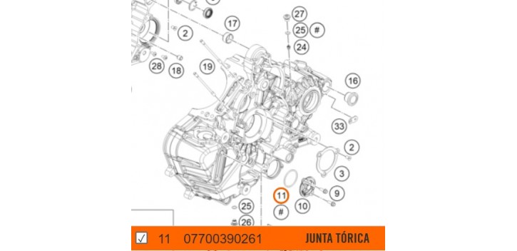 07700390261 JUNTA TÓRICA TAPA FILTRO ACEITE KTM 1290