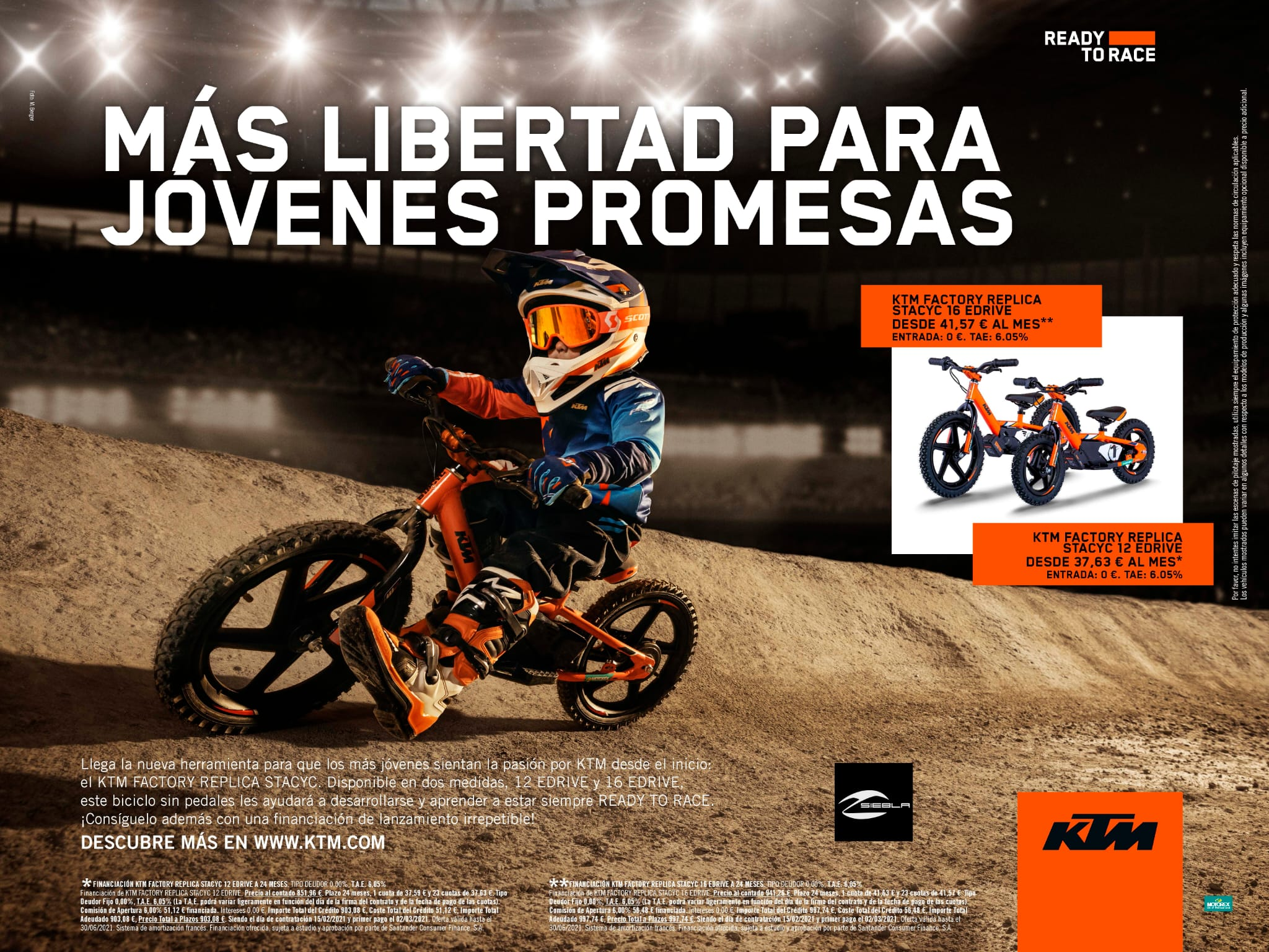 DA LOS PRIMEROS PASOS SOBRE DOS RUEDAS CON LOS NUEVOS CORREPASILLOS ELÉCTRICOS KTM FACTORY REPLICA STACYC